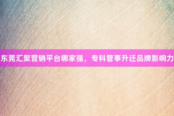 东莞汇聚营销平台哪家强，专科管事升迁品牌影响力