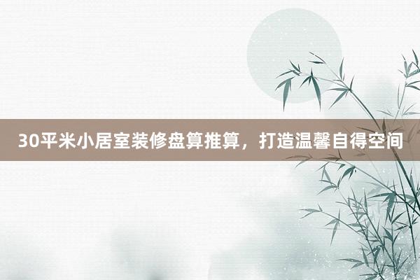 30平米小居室装修盘算推算，打造温馨自得空间