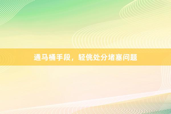 通马桶手段，轻佻处分堵塞问题